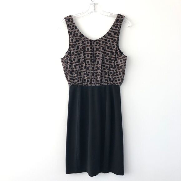 Banana Republic Lattice Print Chiffon Tank Dress In Brown & Black - Picture 4 of 10